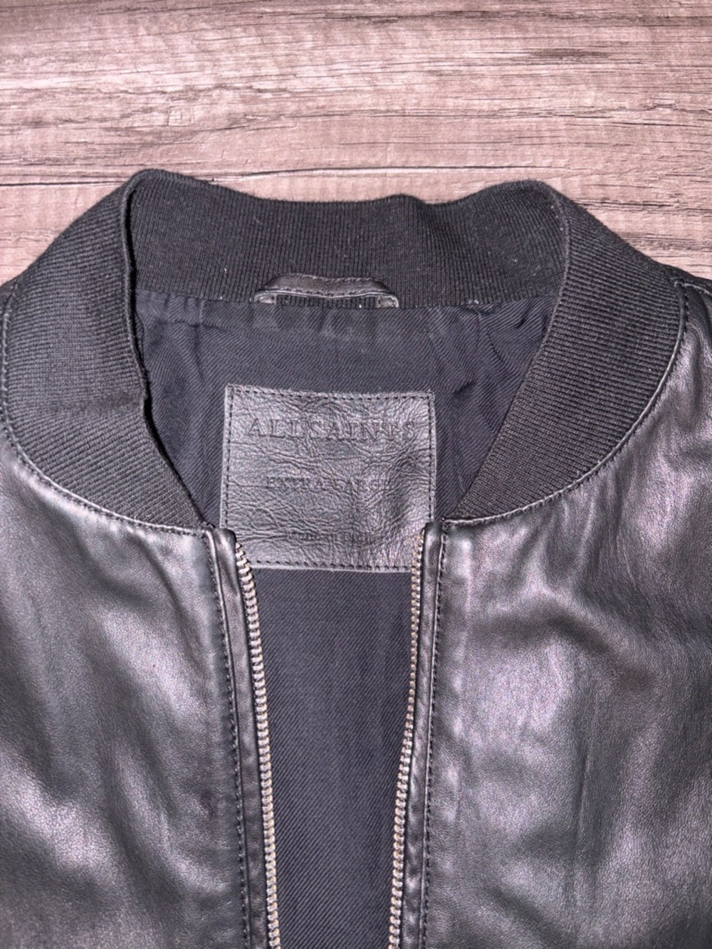 All Saints Black Leather Bomber Jacket - Picture 14 of 14